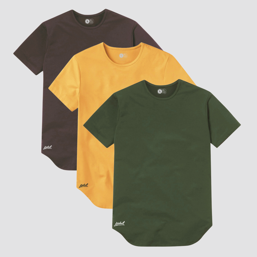 3-Pack Básicas Curve Café Oscuro + Verde Militar + Mostaza