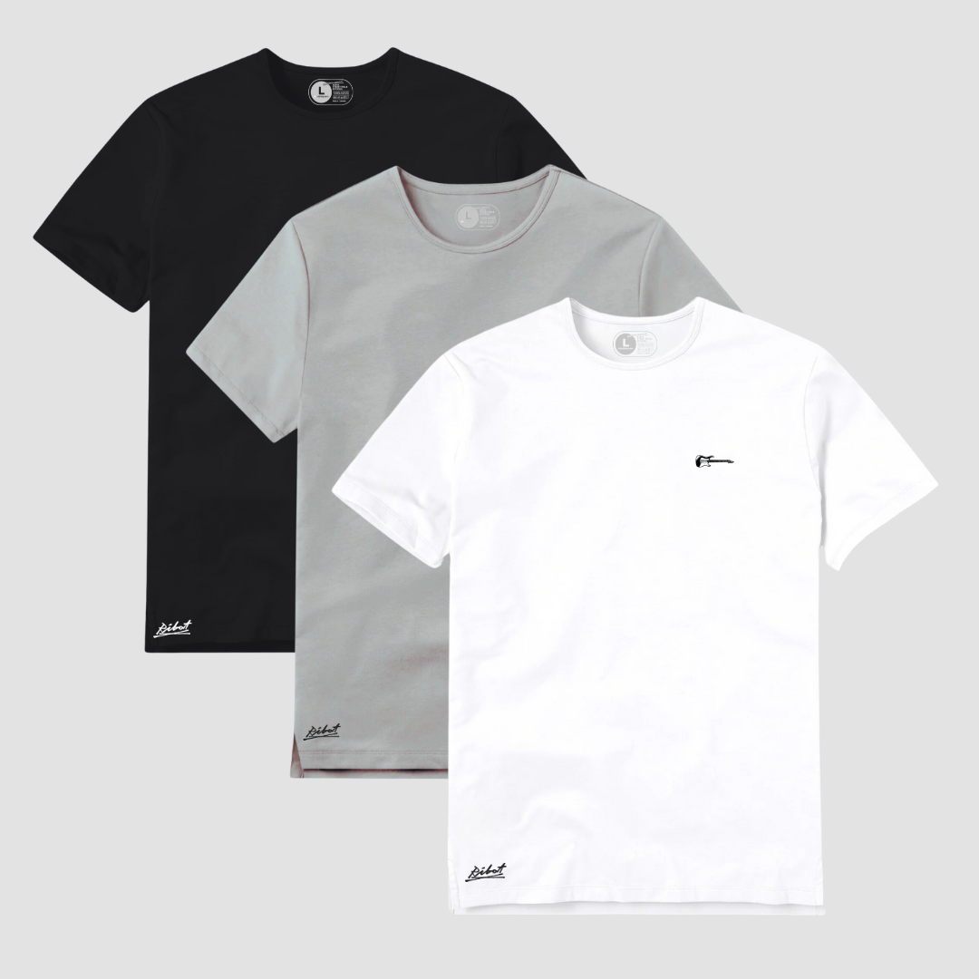 3-Pack Logo Música Negro + Gris Claro + Blanco