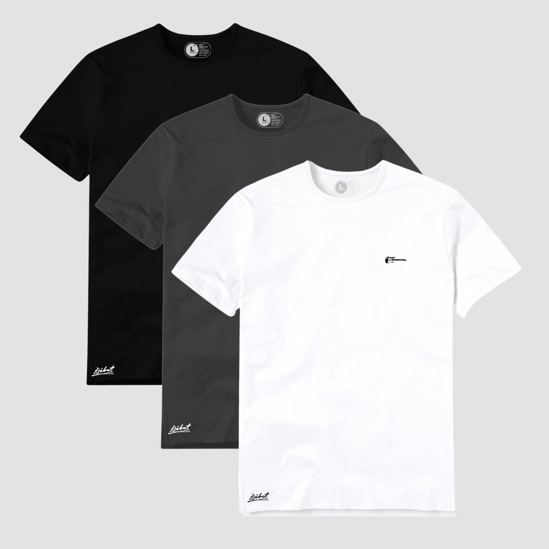 3-Pack Logo Música Negro + Gris Oscuro + Blanco