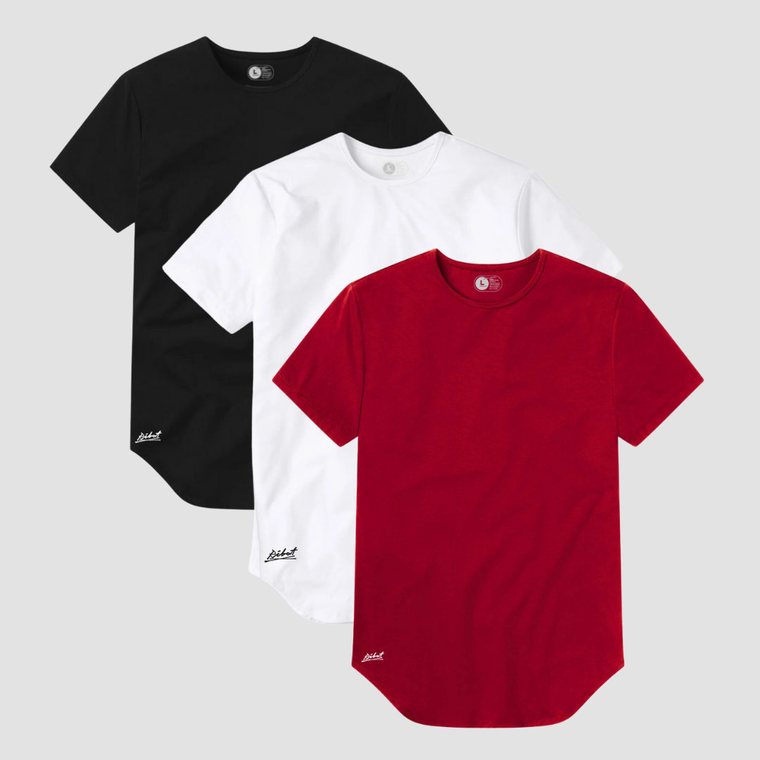 3-Pack Básicas Curve Negro + Rojo + Blanco