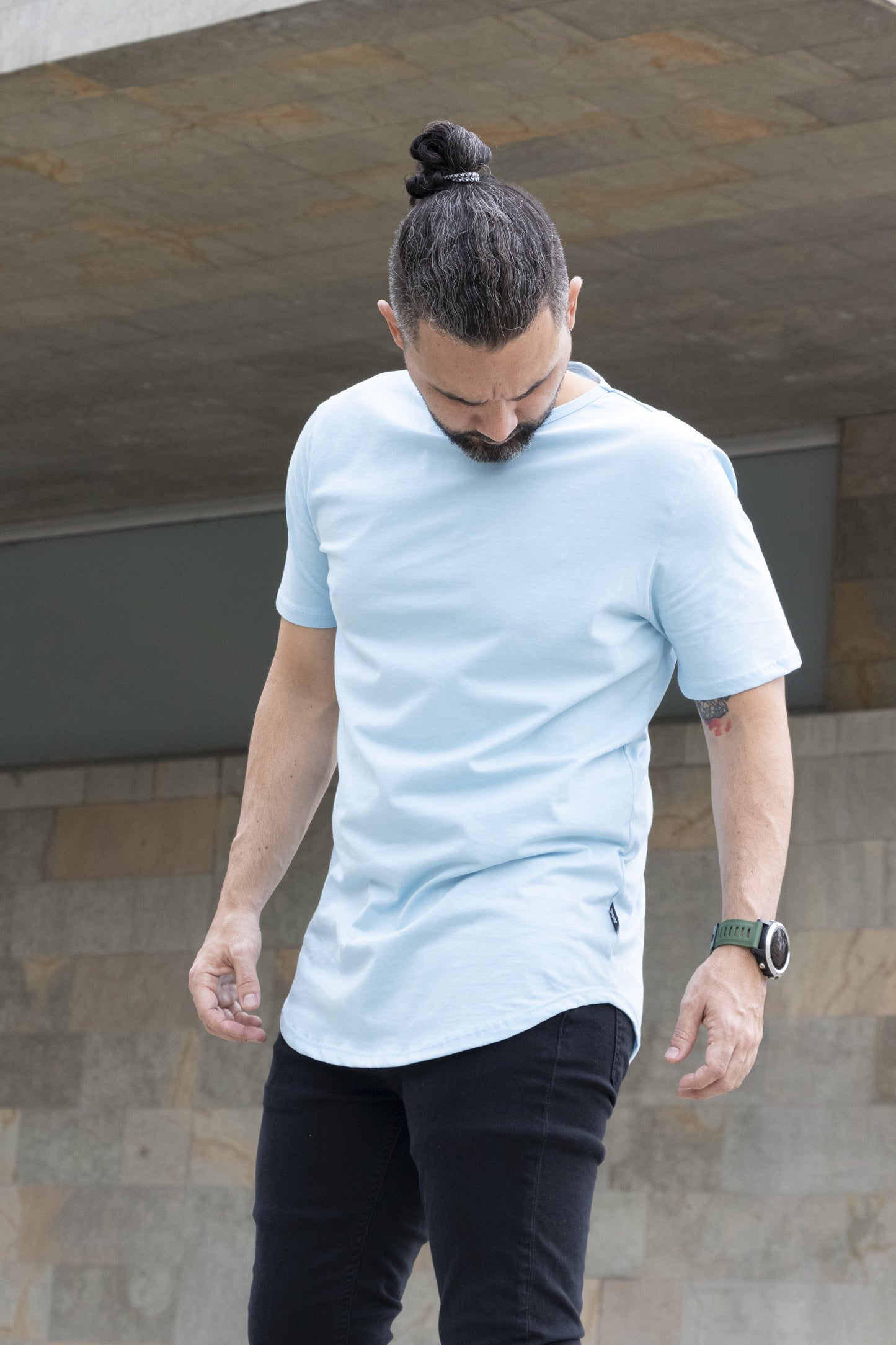 Camiseta Básica Curve Azul Claro