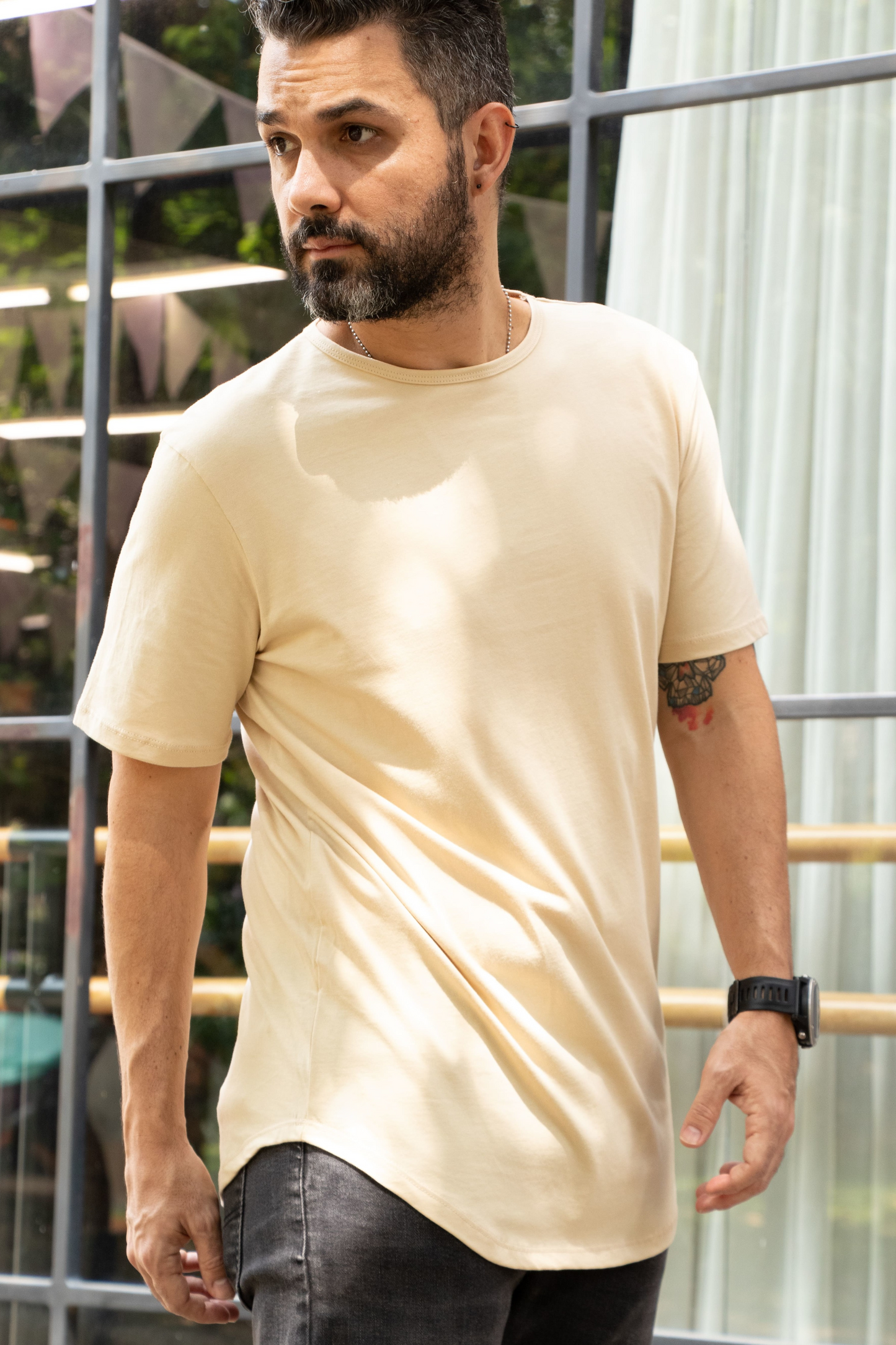 Camiseta Básica Curve Beige