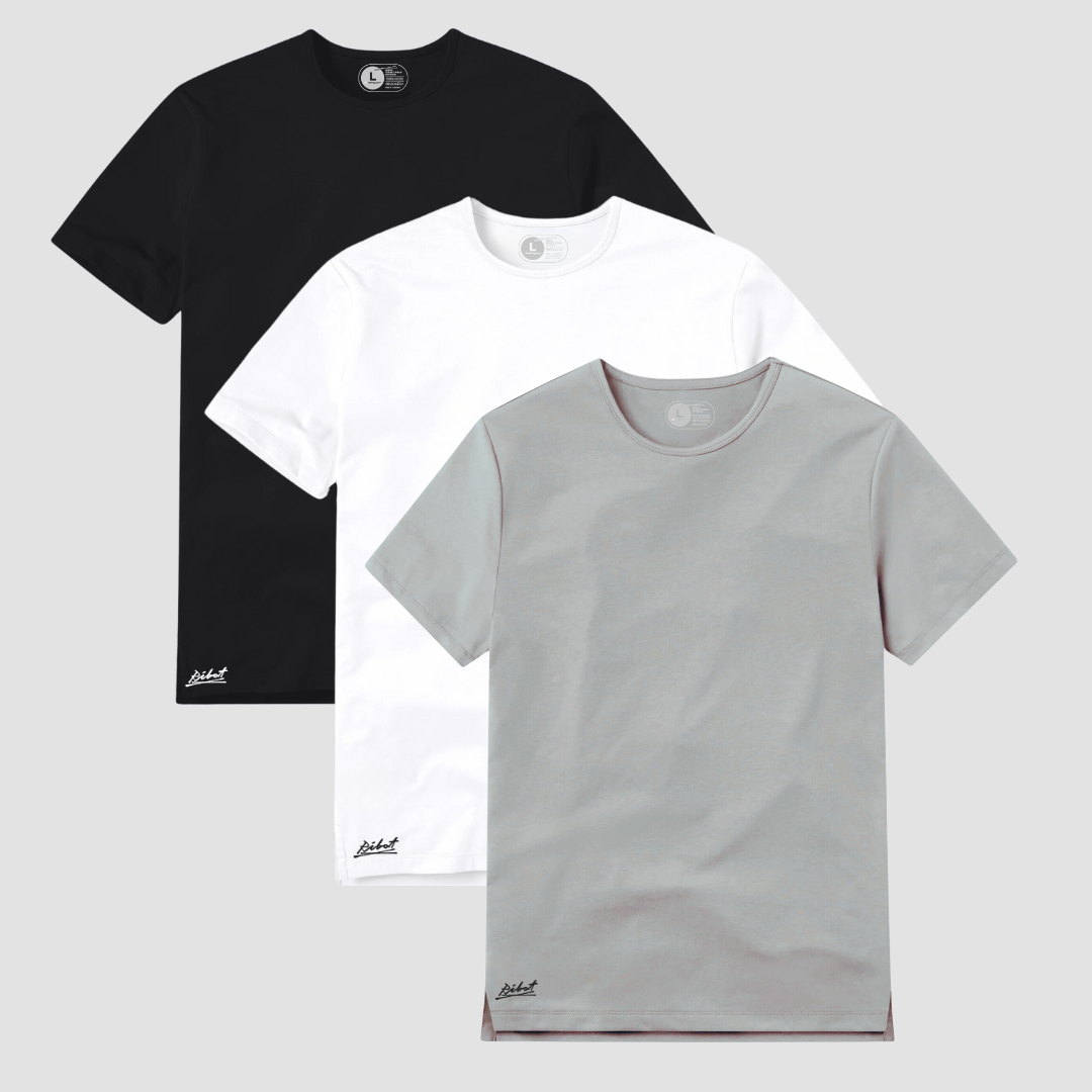 3-Pack Básicas Square Negro + Gris Claro + Blanco