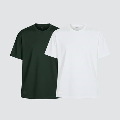 2-Pack Camisetas Classic Verde Militar + Blanco