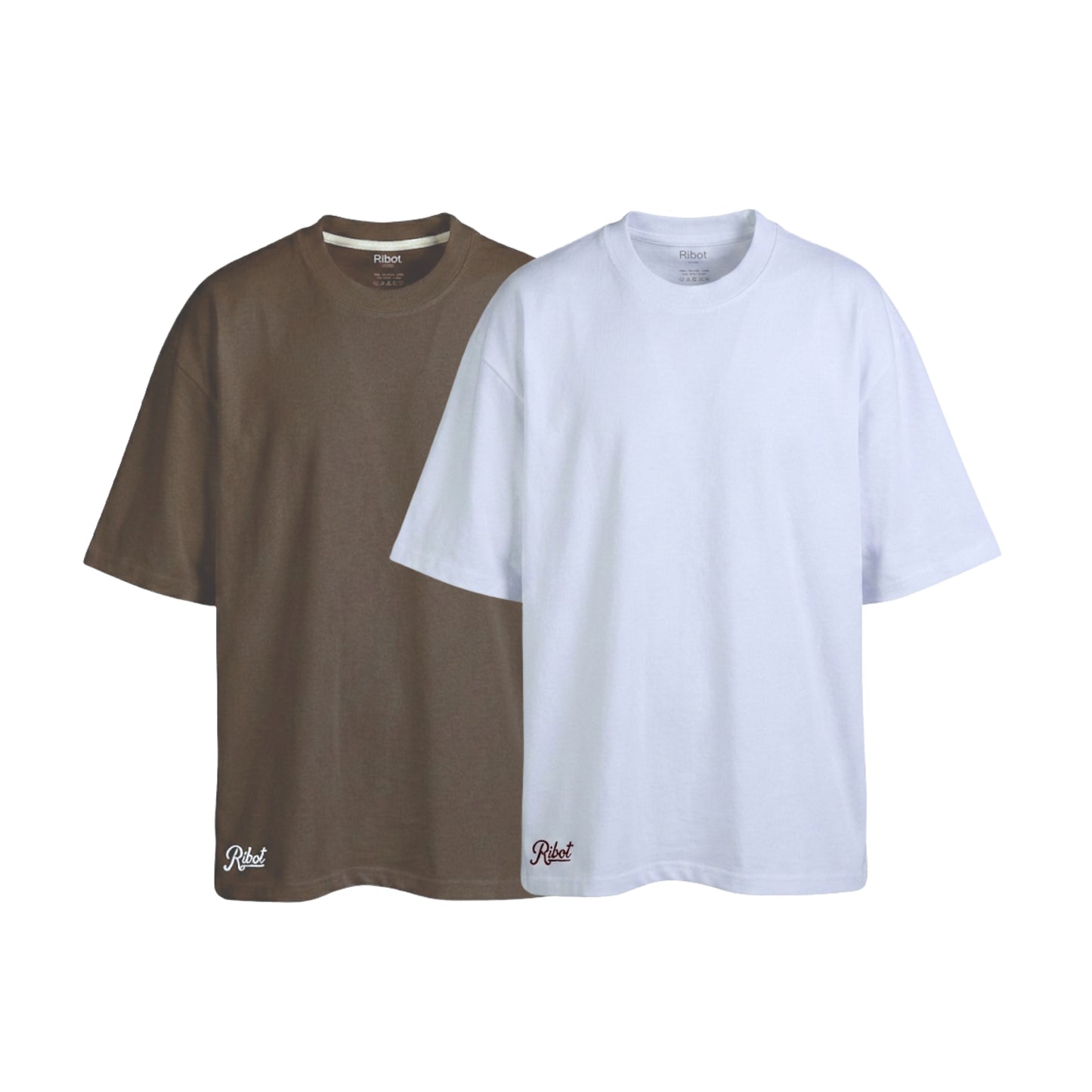 2-Pack Camisetas Oversize Blanco + Coffee