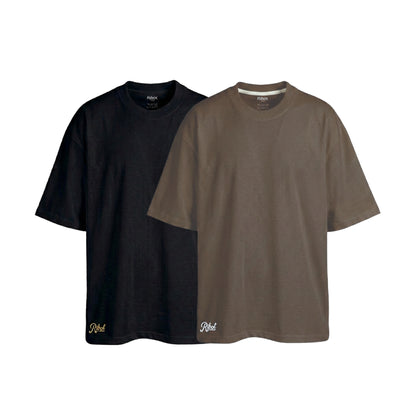 2-Pack Camisetas Oversize Negro + Coffee