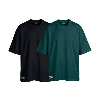 2-Pack Camisetas Oversize Negro + Verde Pino