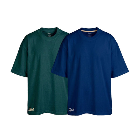 2-Pack Camisetas Oversize Verde Pino + Azul Marino