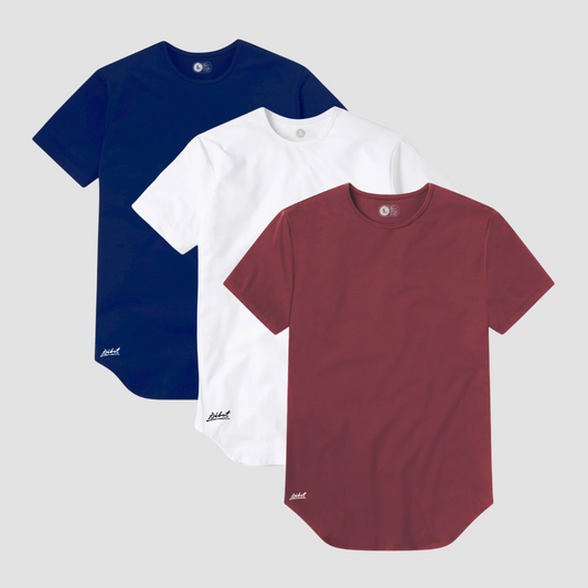 3-Pack Básicas Curve Azul Navy + Blanco + Vinotinto