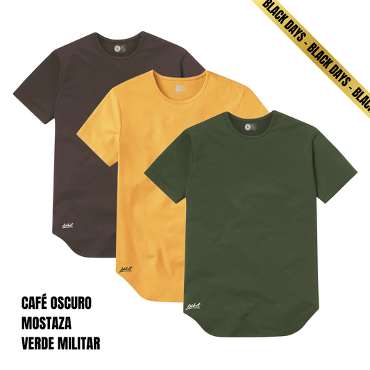 3-Pack Curve Café Oscuro + Mostaza + Verde Militar