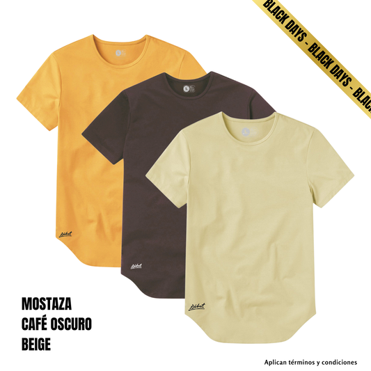 3-Pack Curve Café Oscuro + Mostaza + Beige