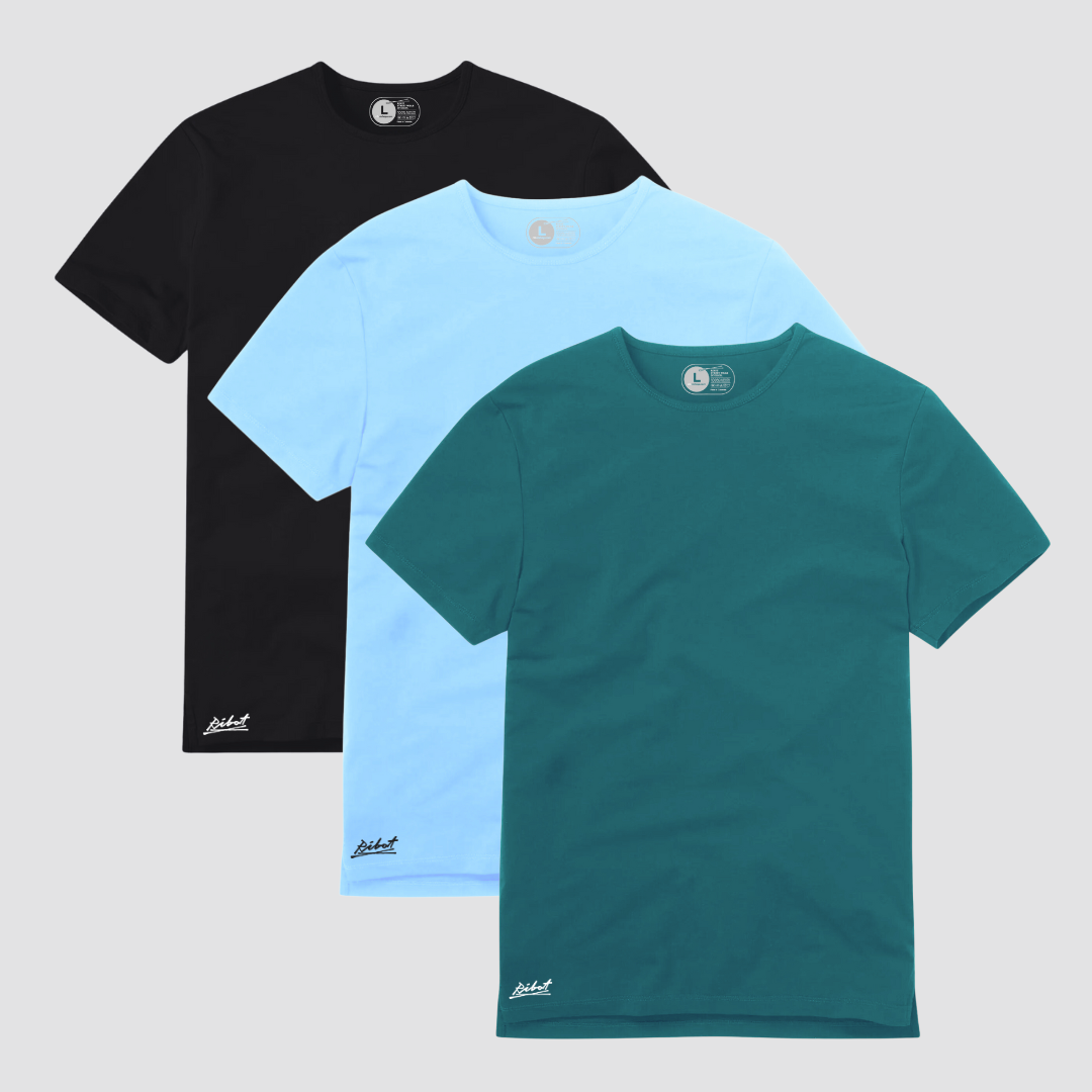 3-Pack Square Negro + Azul Claro +  Verde Azul