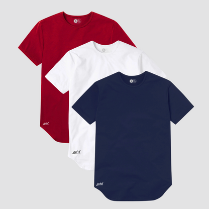 3-Pack Básicas Curve Rojo + Blanco + Azul Navy