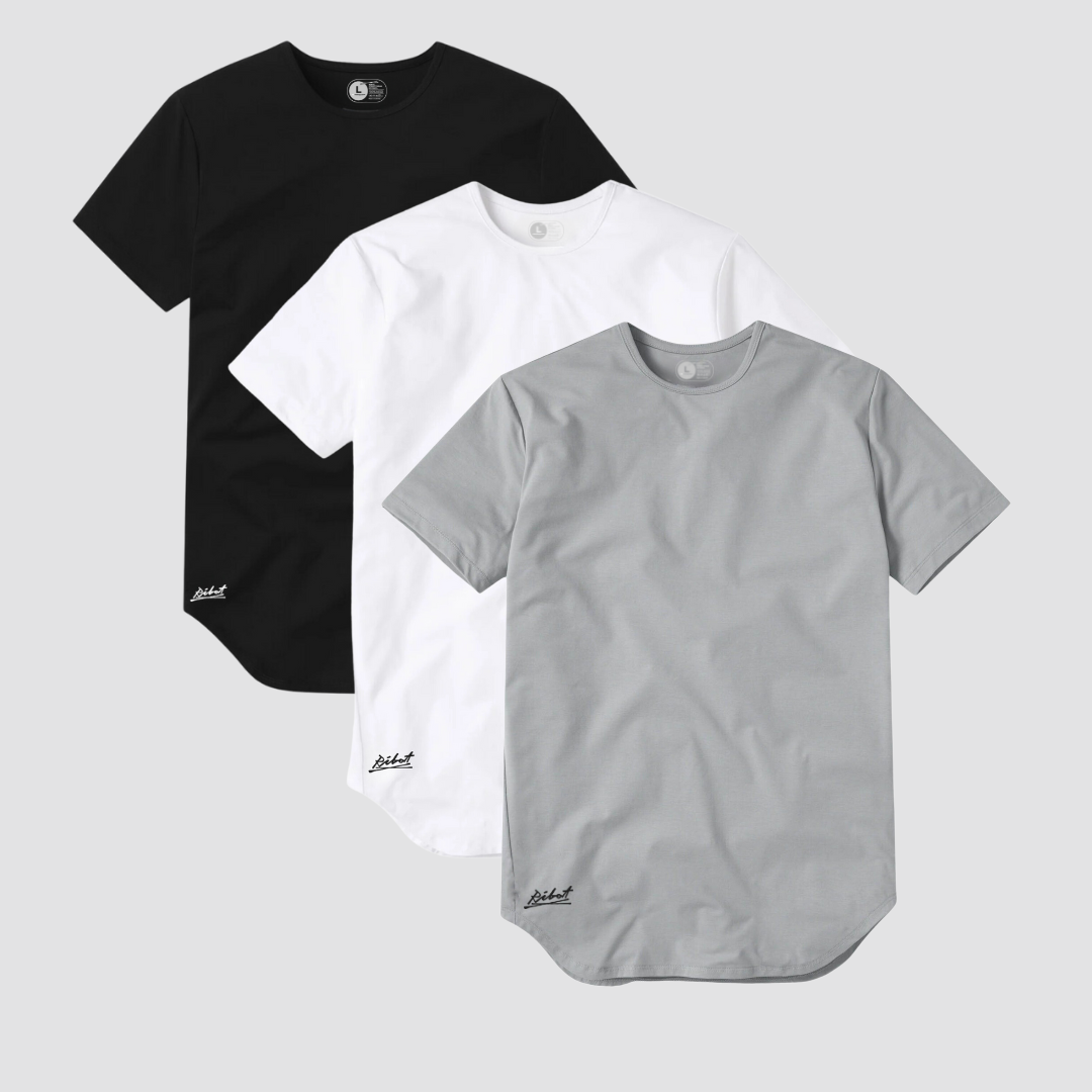 3-Pack Básicas Curve Negro + Gris Claro + Blanco
