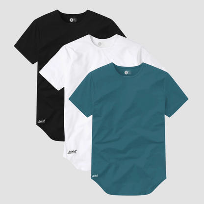 3-Pack Básicas Curve Negro + Verde Azul + Blanco