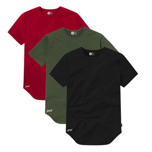3-Pack Curve Negro + Verde Militar + Rojo