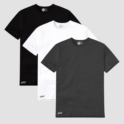 3-Pack Básicas Square Negro + Gris Oscuro + Blanco